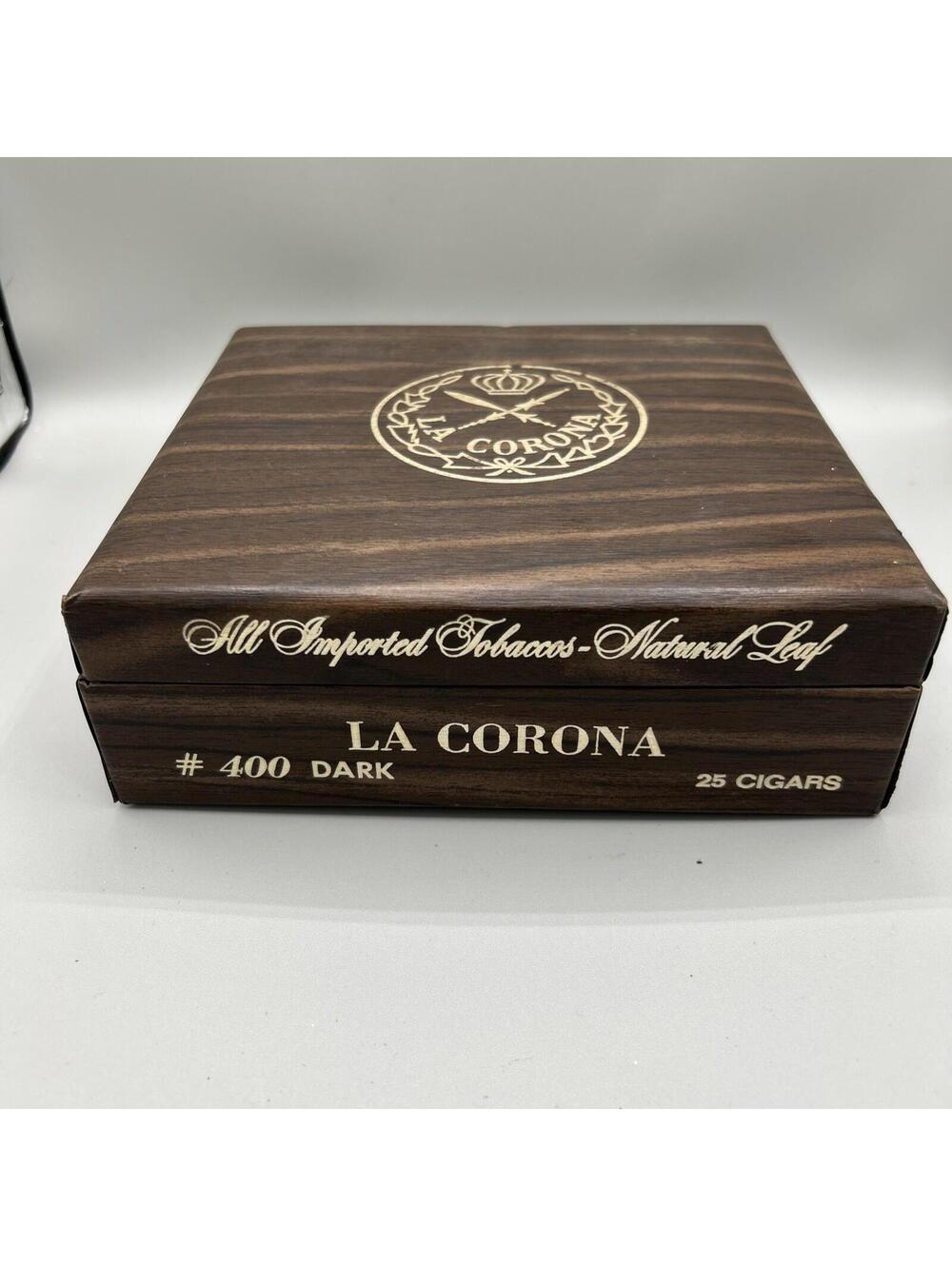 Vintage LA CORONA #400 DARK CIGAR BOX, 7" X 3 1/2", FAUX WALNUT!